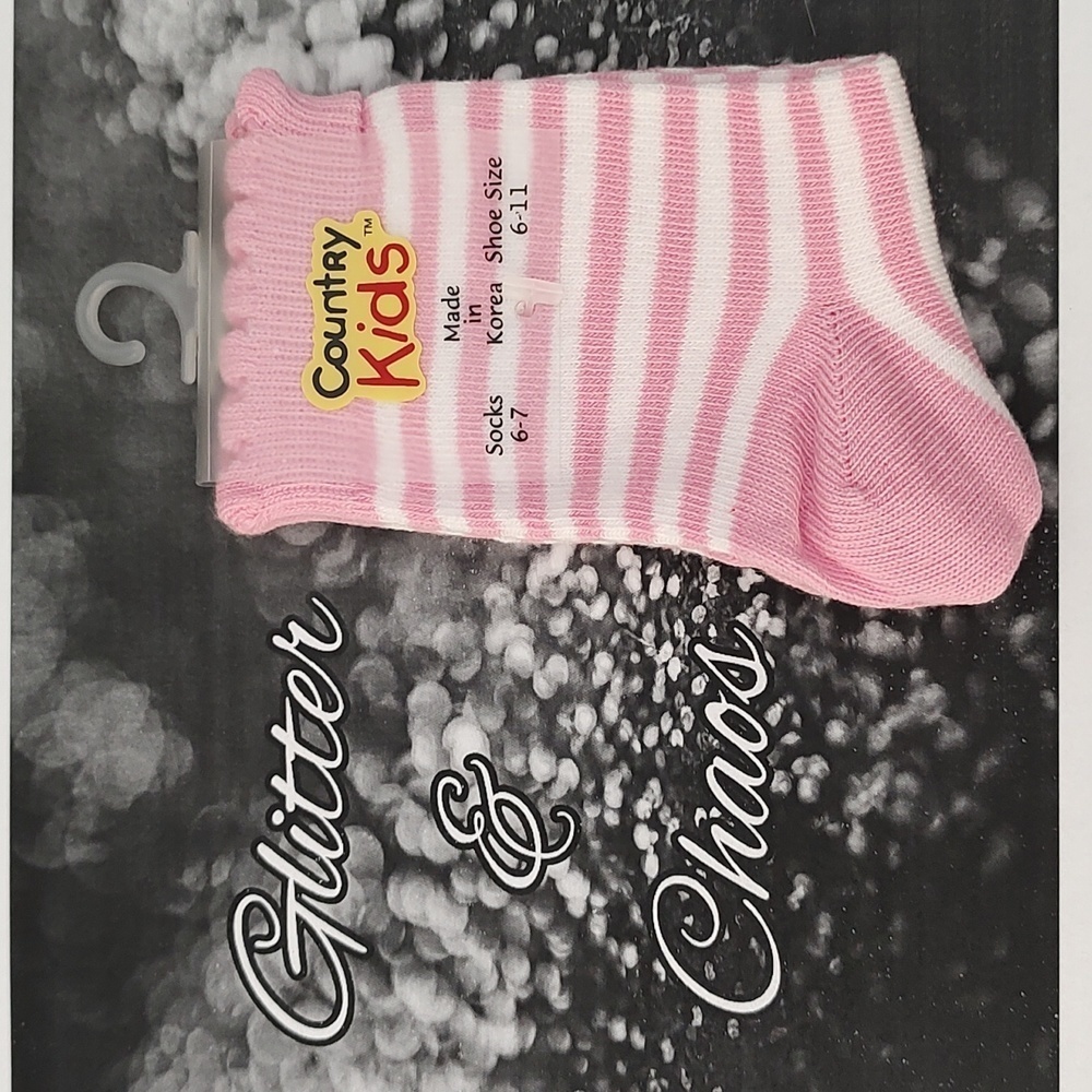 Country Kids Pink and White Striped Socks Size 2-4 Yrs